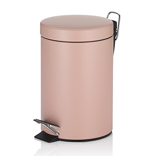 Poubelle de salle de bain rose pastel à pédale de 3 litres