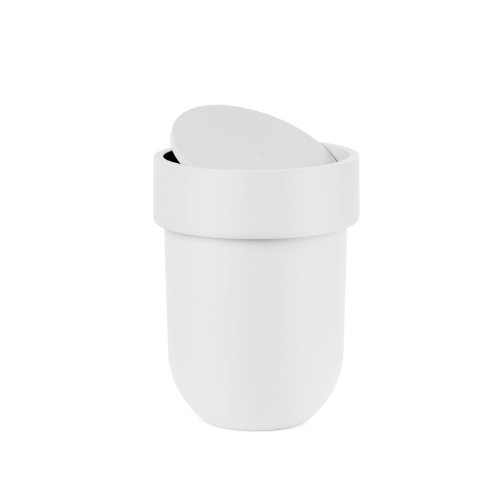 Poubelle de salle de bain en plastique solide blanc avec couvercle à bascule