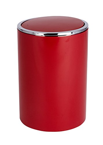Poubelle de salle de bain cylindrique rouge