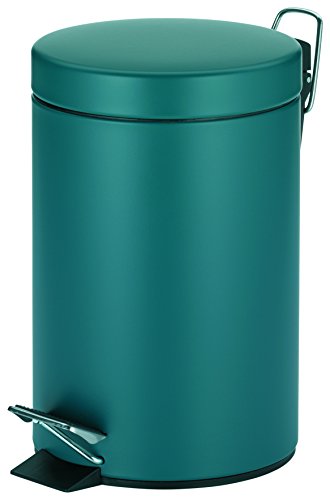 Poubelle de salle de bain cylindrique à pédale vert pétrol Kela