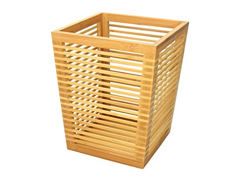 Corbeille à papier en bois de bambou originale et design carré pour bureau