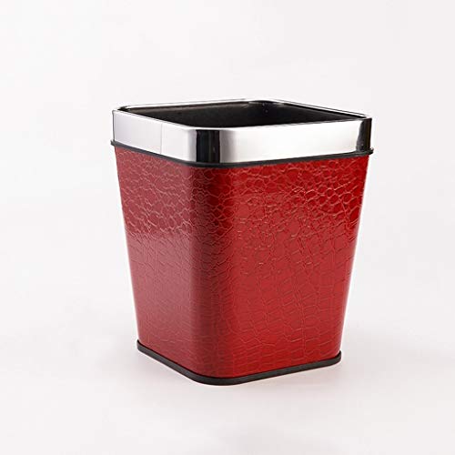 Corbeille à papier en cuir rouge