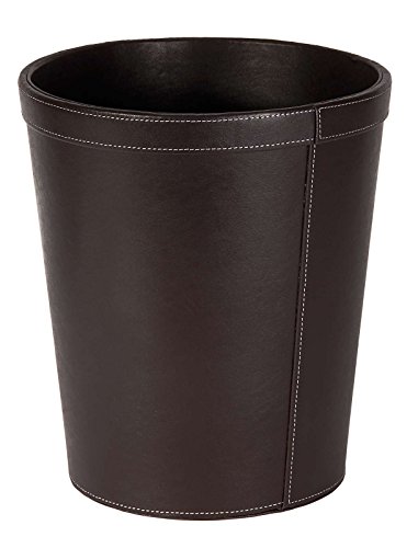Corbeille à papier en cuir marron ronde