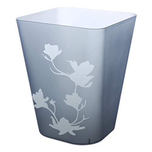 Corbeille à papier en plastique transparent gris avec fleurs