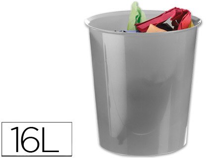 Corbeille à papier en plastique transparent gris de forme ronde