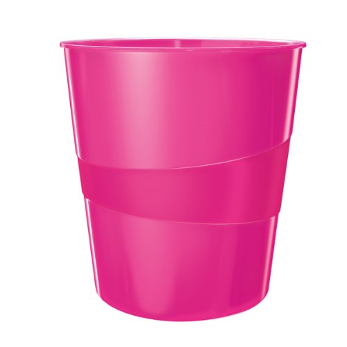 Corbeille à papier en plastique rose flashy