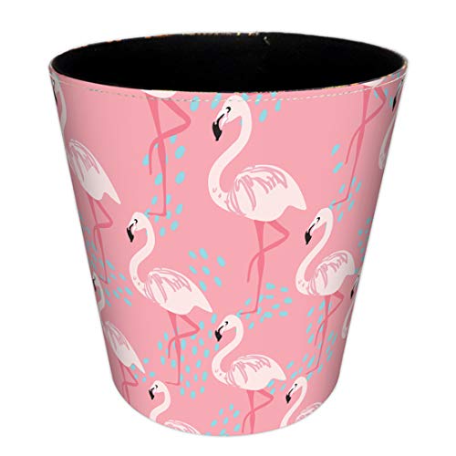 Corbeille à papier en cuir PU rose avec motif flamands roses