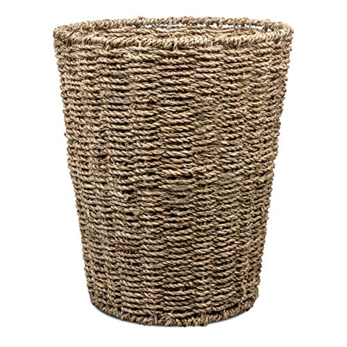 Corbeille à papier ronde en jonc de mer pour bureau