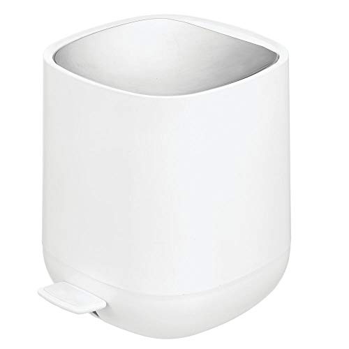 Poubelle de salle de bain design blanche en plastique 5 litres