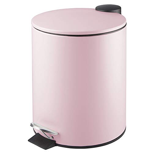 Poubelle de salle de bain rose pétale cylindrique