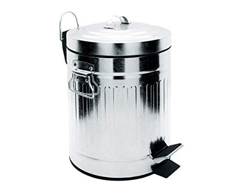 Poubelle de salle de bain rétro argent 5 litres