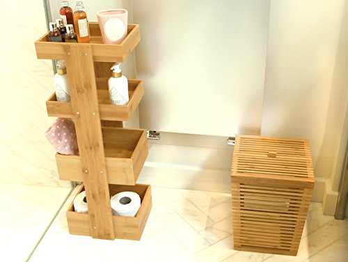 Poubelle de salle de bain en bambou avec couvercle