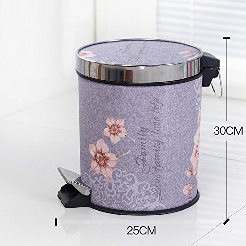 Poubelle de salle de bain originale avec motif fleuri mauve